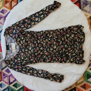 NWT Urban Outfitters Dalton Floral Ruched Bodycon Long Sleeve 90's Y2K Dress